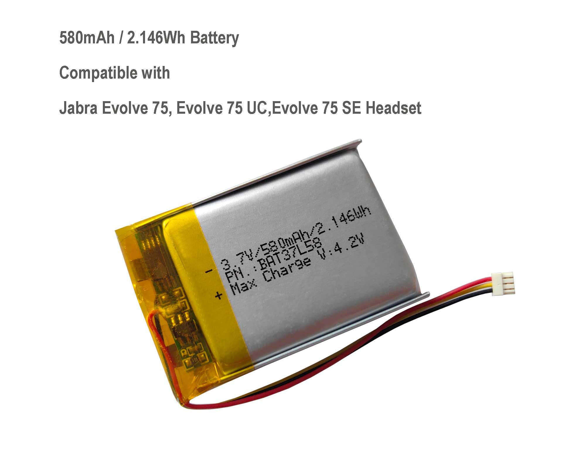 Amazon.com: AOLIKES 580mAh 3.7v LiPo Battery Replacement for Jabra